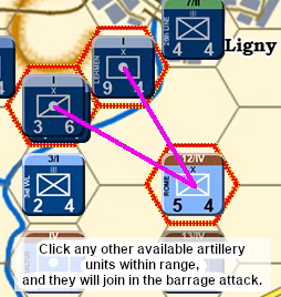 Click any other available artillery units within range, and they will join in the barrage attack.