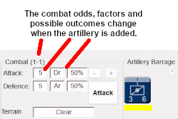 The combat odds, factors and possible outcomes change when the artillery is added.